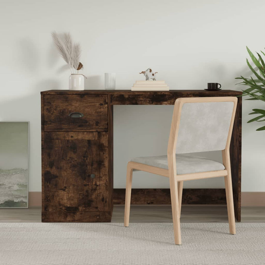 Bureau Met Lade 115X50X75 Cm Bewerkt Hout Gerookt Eikenkleurig