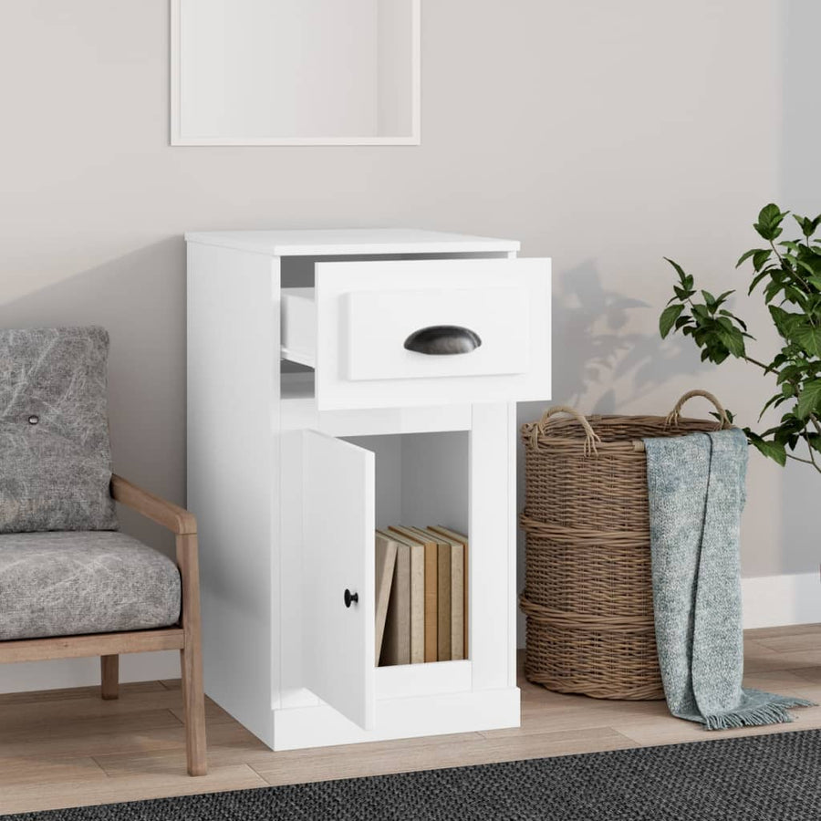Bijzetkast Met Lade 40X50X75 Cm Bewerkt Hout Wit
