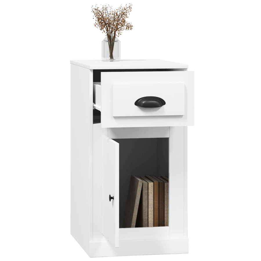 Bijzetkast Met Lade 40X50X75 Cm Bewerkt Hout Wit
