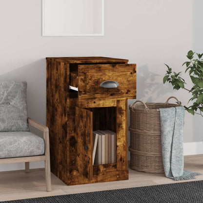 Bijzetkast Met Lade 40X50X75 Cm Bewerkt Hout Kleur Gerookt eiken