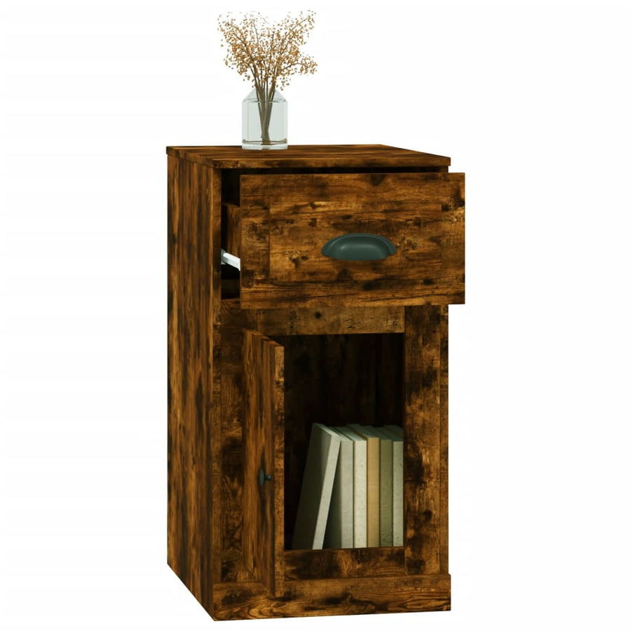 Bijzetkast Met Lade 40X50X75 Cm Bewerkt Hout Kleur Gerookt eiken