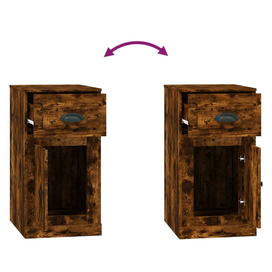 Bijzetkast Met Lade 40X50X75 Cm Bewerkt Hout Kleur Gerookt eiken