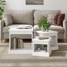 3-Delige Tafeltjesset Bewerkt Hout Wit