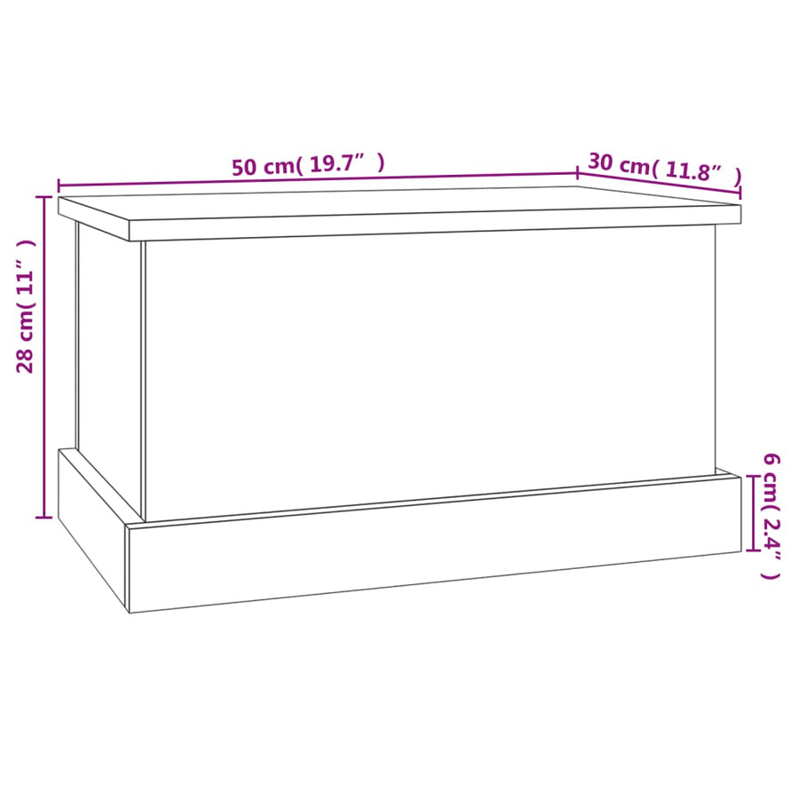 Opbergbox 50X30X28 Cm Bewerkt Hout Gerookt Eikenkleurig