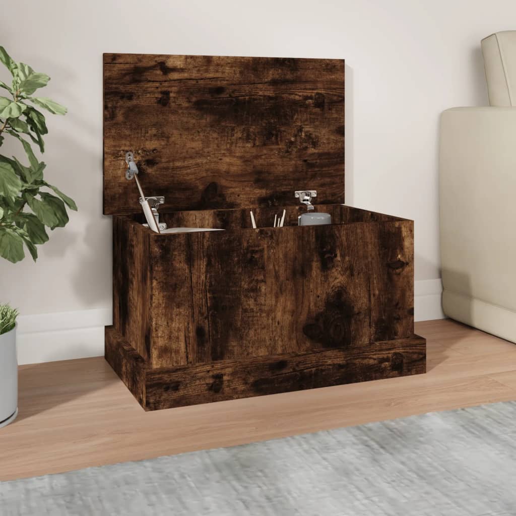 Opbergbox 50X30X28 Cm Bewerkt Hout Gerookt Eikenkleurig