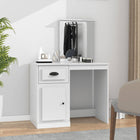 Dressing table with mirror 90x50x132.5 cm carved wood white