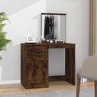 Dressing table with mirror 90x50x132.5 cm carved wood smoked oak