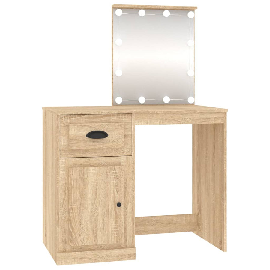 Kaptafel Met Led 90X50X132,5 Cm Bewerkt Hout Sonoma Eikenkleur