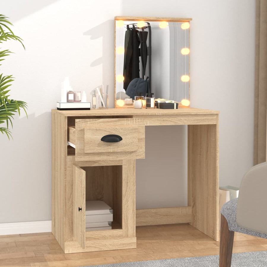 Kaptafel Met Led 90X50X132,5 Cm Bewerkt Hout Sonoma Eikenkleur