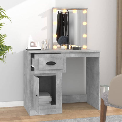 Kaptafel Met Led 90X50X132,5 Cm Bewerkt Hout Betongrijs