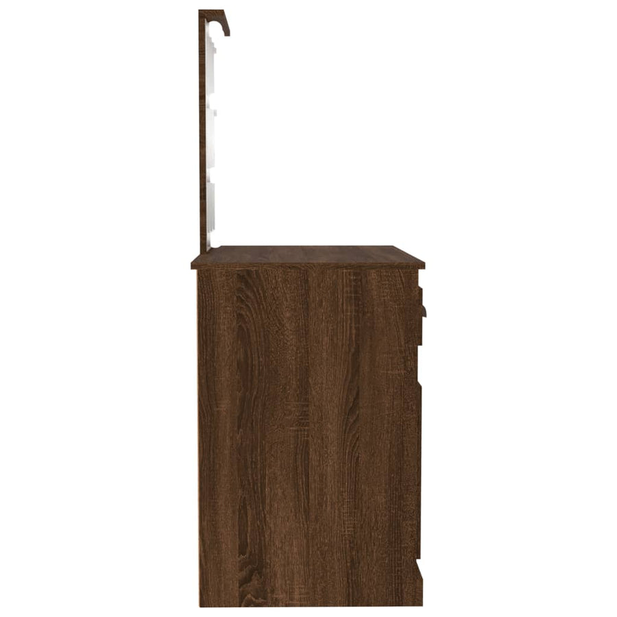 Kaptafel Met Led 90X50X132,5 Cm Bewerkt Hout Bruin Eikenkleur