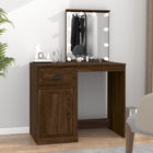 Dressing Table with LED 90x50x132.5 cm Engineered Wood Brown Oak