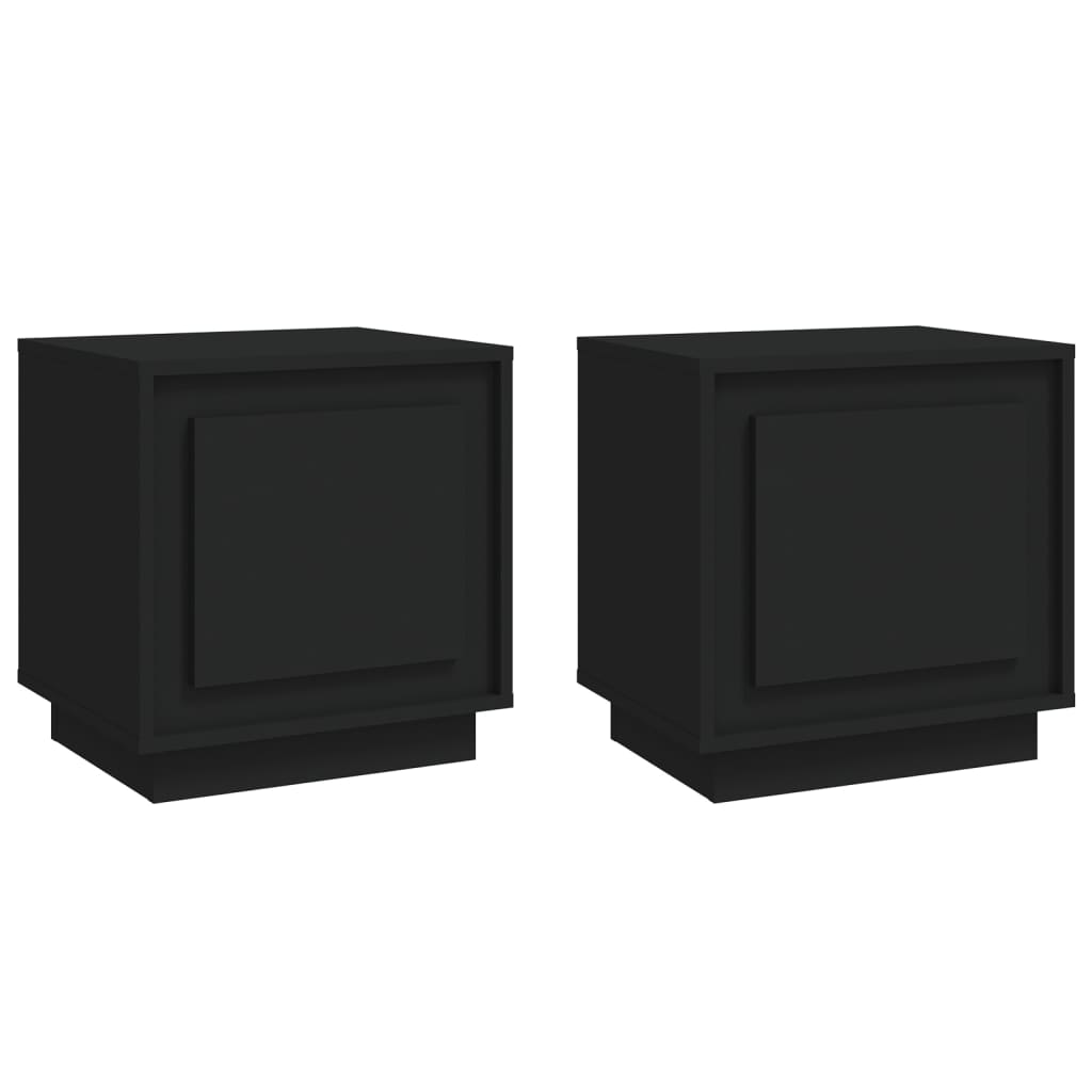Nachtkastjes 2 St 44X35X45 Cm Bewerkt Hout Zwart