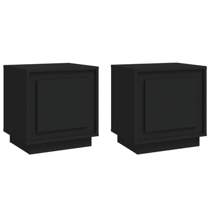 Nachtkastjes 2 St 44X35X45 Cm Bewerkt Hout Zwart