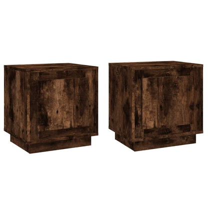 Nachtkastjes 2 St 44X35X45 Cm Bewerkt Hout Gerookt Eikenkleurig