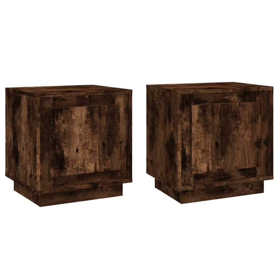 Nachtkastjes 2 St 44X35X45 Cm Bewerkt Hout Gerookt Eikenkleurig