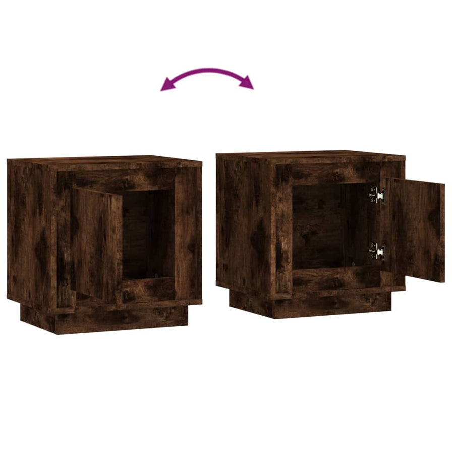 Nachtkastjes 2 St 44X35X45 Cm Bewerkt Hout Gerookt Eikenkleurig