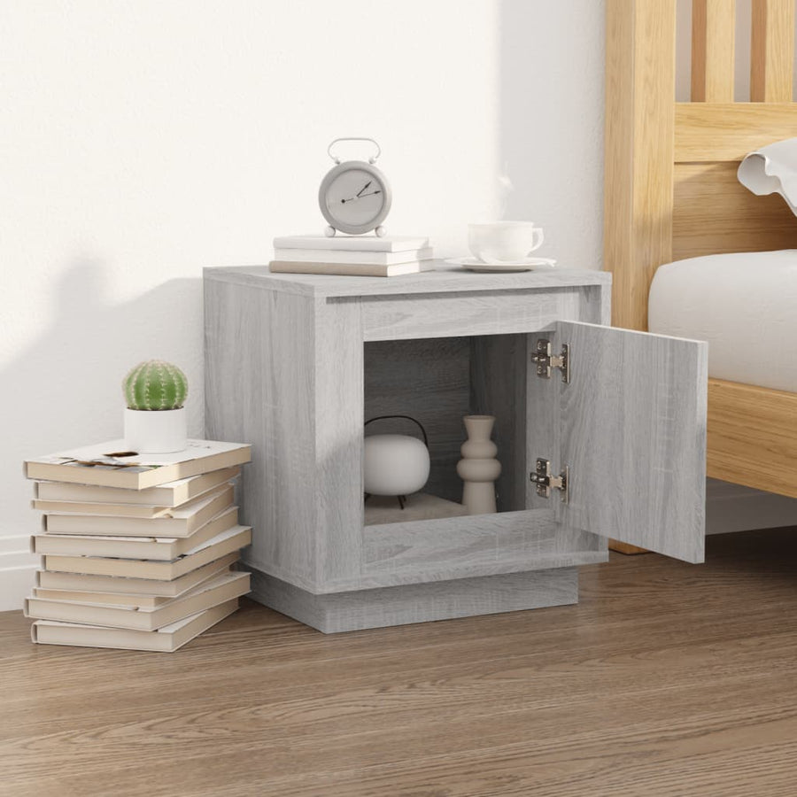 Nachtkastje 44X35X45 Cm Bewerkt Hout Grijs Sonoma Eikenkleurig