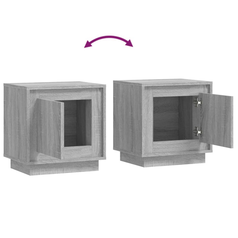 Nachtkastje 44X35X45 Cm Bewerkt Hout Grijs Sonoma Eikenkleurig