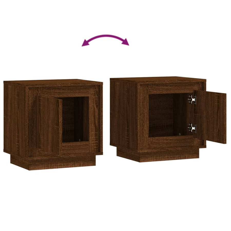 Nachtkastje 44X35X45 Cm Bewerkt Hout Bruin Eikenkleur