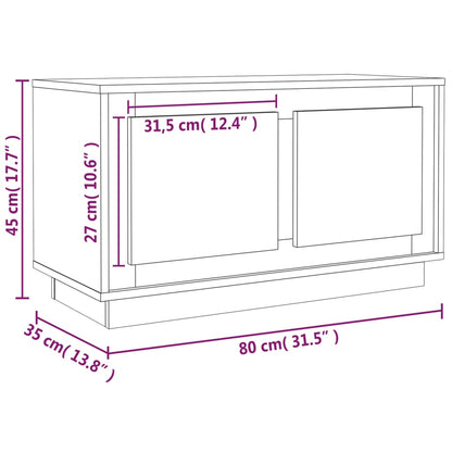 Tv-meubel 80x35x45 cm bewerkt hout wit