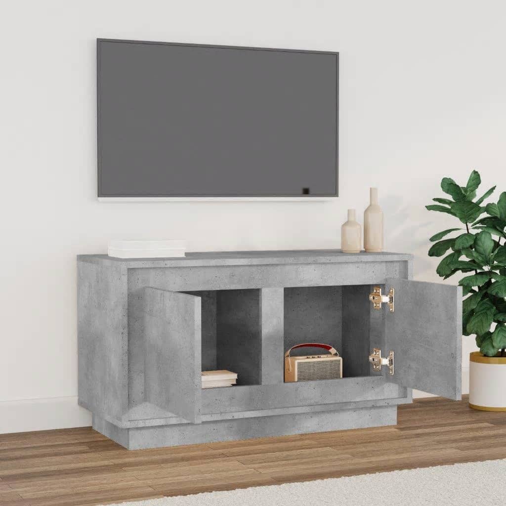 Tv-Meubel 80X35X45 Cm Bewerkt Hout Betongrijs