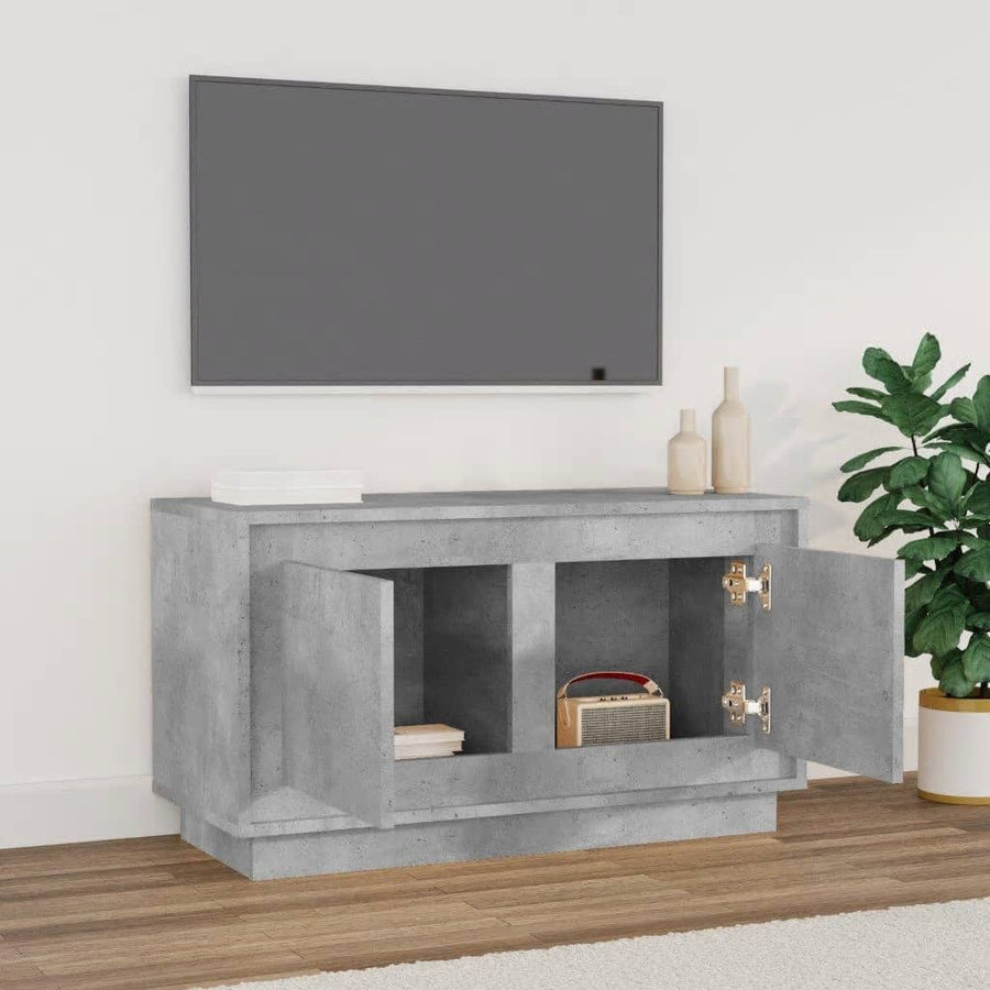 Tv-Meubel 80X35X45 Cm Bewerkt Hout Betongrijs