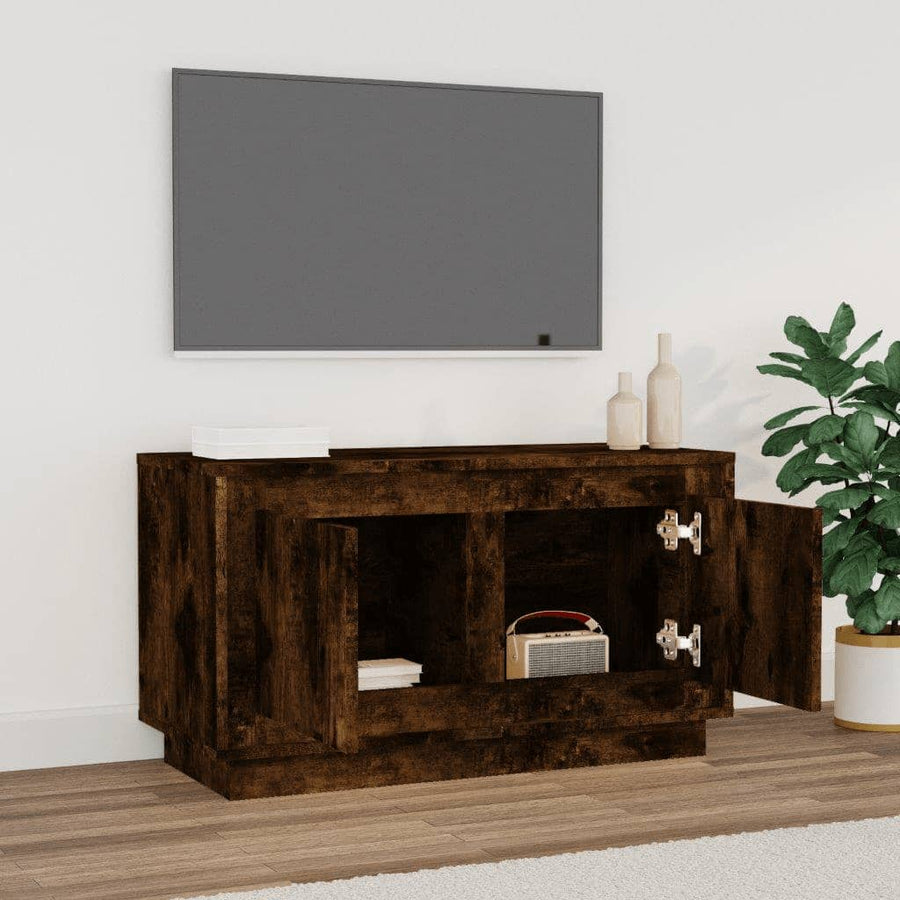 Tv-Meubel 80X35X45 Cm Bewerkt Hout Kleurig Gerookt eiken