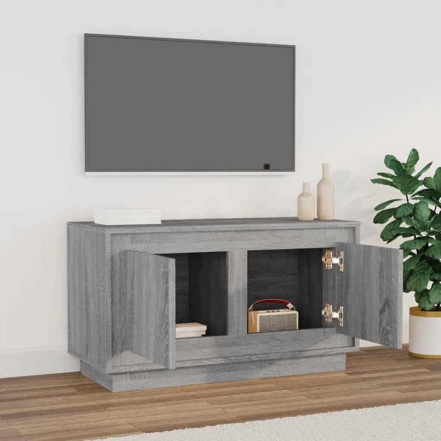 Tv-Meubel 80X35X45 Cm Bewerkt Hout Eikenkleurig Grijs sonoma