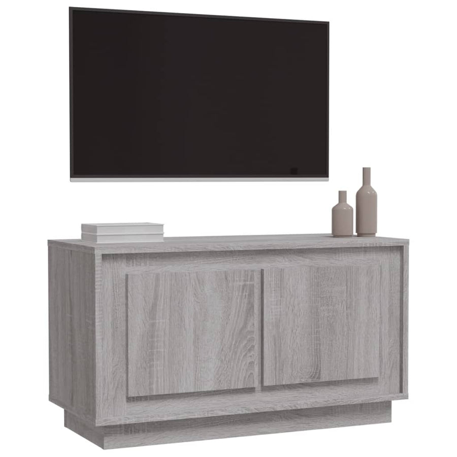 Tv-Meubel 80X35X45 Cm Bewerkt Hout Eikenkleurig Grijs sonoma