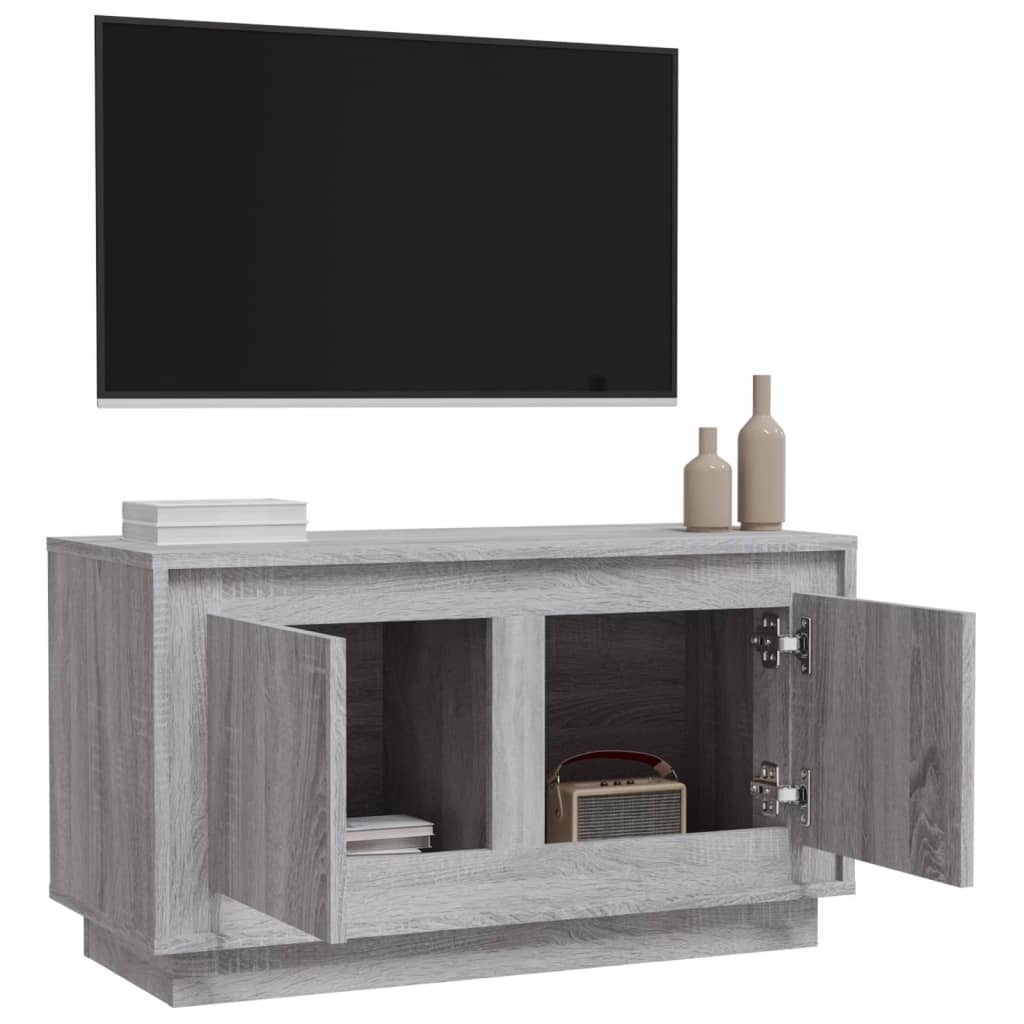 Tv-Meubel 80X35X45 Cm Bewerkt Hout Eikenkleurig Grijs sonoma