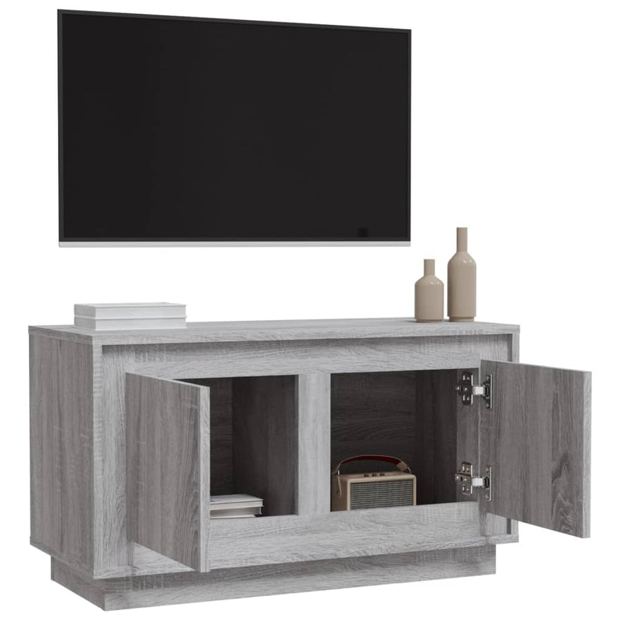 Tv-Meubel 80X35X45 Cm Bewerkt Hout Eikenkleurig Grijs sonoma