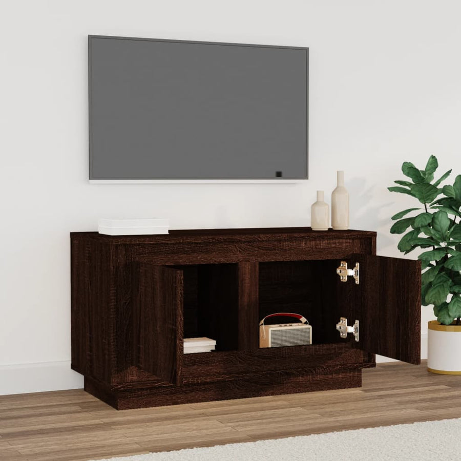 Tv-Meubel 80X35X45 Cm Bewerkt Hout Bruin Eikenkleur Bruineiken