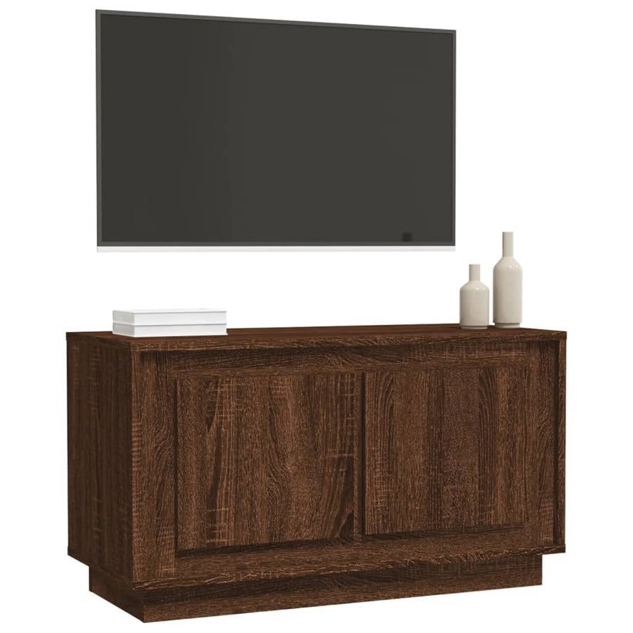 Tv-Meubel 80X35X45 Cm Bewerkt Hout Bruin Eikenkleur Bruineiken