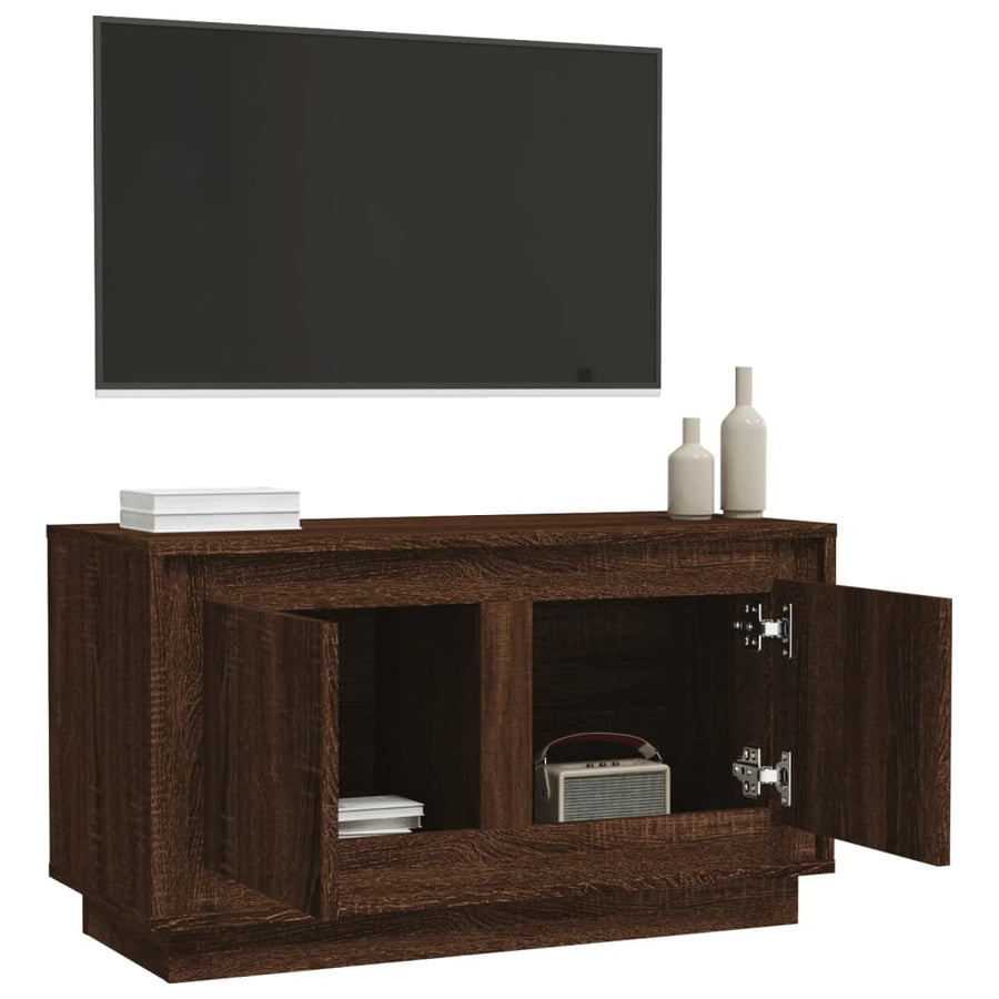 Tv-Meubel 80X35X45 Cm Bewerkt Hout Bruin Eikenkleur Bruineiken