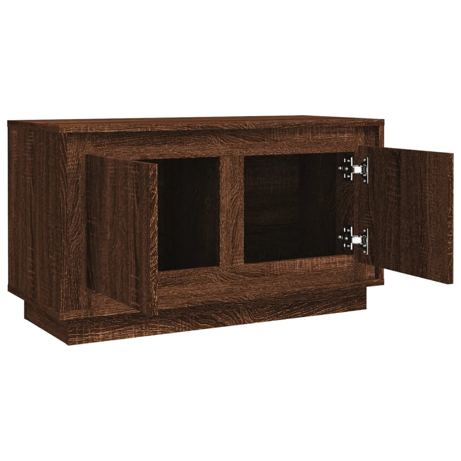 Tv-Meubel 80X35X45 Cm Bewerkt Hout Bruin Eikenkleur Bruineiken