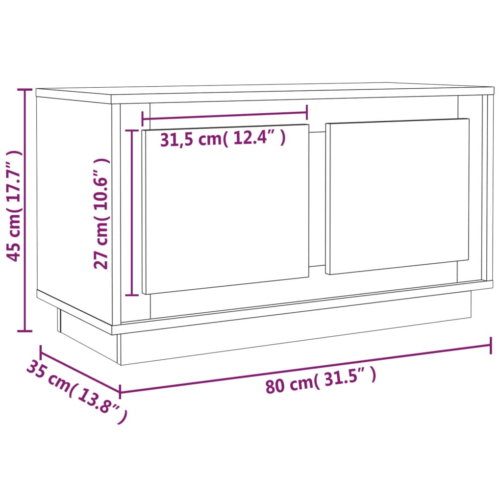 Tv-Meubel 80X35X45 Cm Bewerkt Hout Bruin Eikenkleur Bruineiken