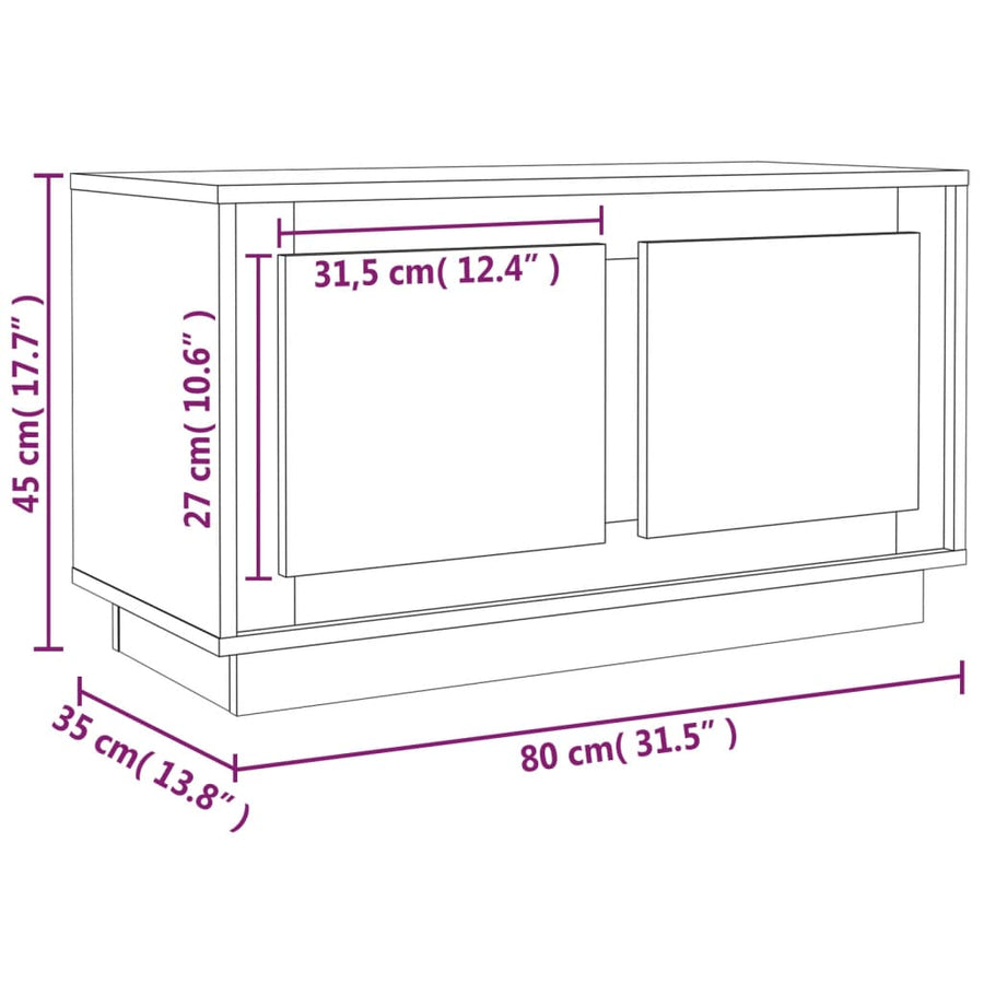 Tv-Meubel 80X35X45 Cm Bewerkt Hout Bruin Eikenkleur Bruineiken