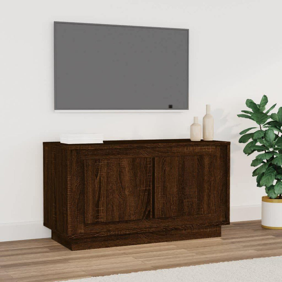 Tv-Meubel 80X35X45 Cm Bewerkt Hout Bruin Eikenkleur Bruineiken
