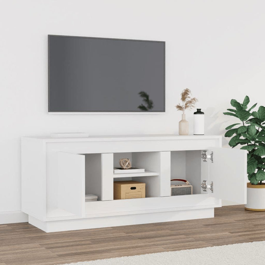 Tv-Meubel 02X35X45 Cm Bewerkt Hout Wit