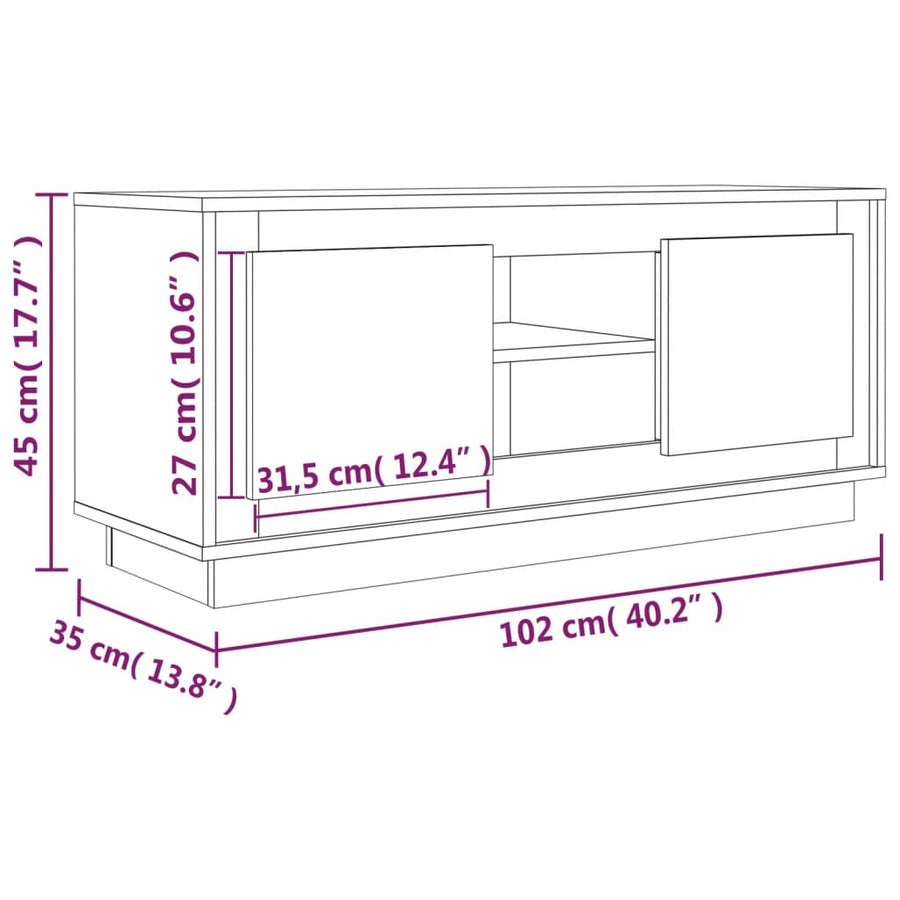 Tv-Meubel 02X35X45 Cm Bewerkt Hout Wit