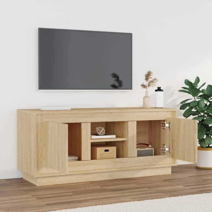Tv-Meubel 02X35X45 Cm Bewerkt Hout Kleurig Sonoma eiken