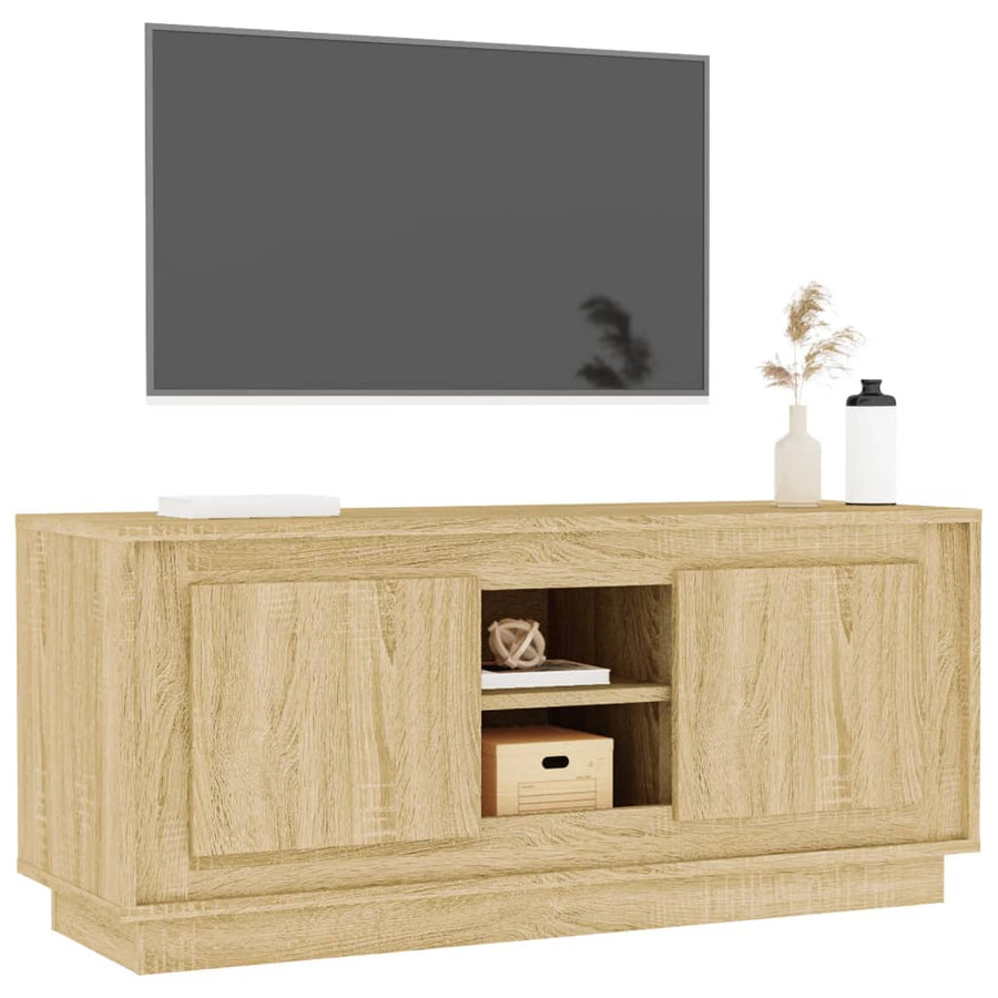 Tv-Meubel 02X35X45 Cm Bewerkt Hout Kleurig Sonoma eiken