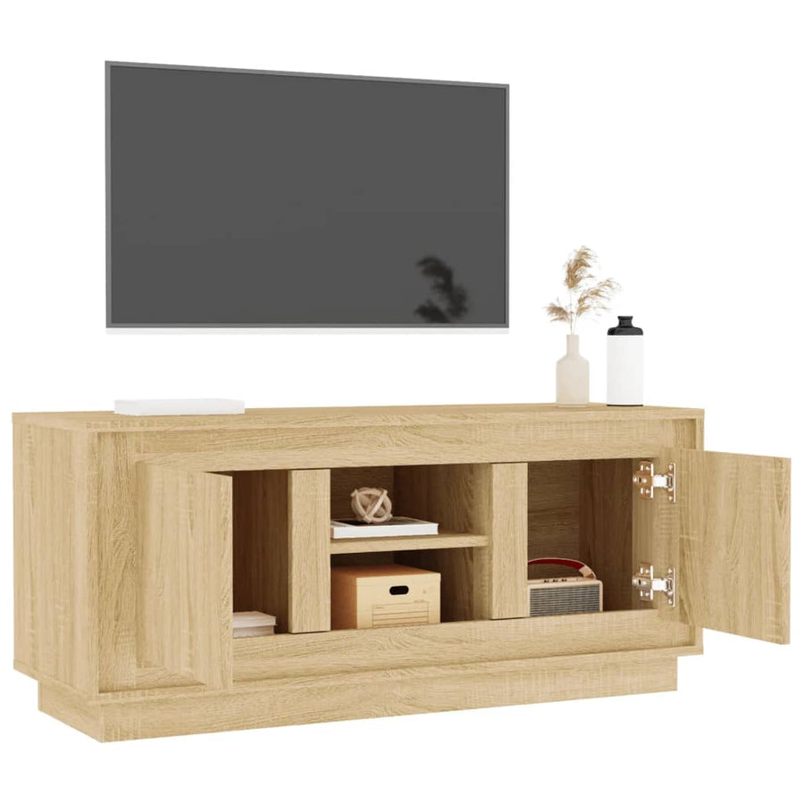 Tv-Meubel 02X35X45 Cm Bewerkt Hout Kleurig Sonoma eiken