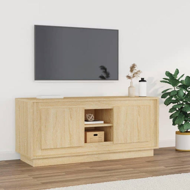 Tv-Meubel 02X35X45 Cm Bewerkt Hout Kleurig Sonoma eiken