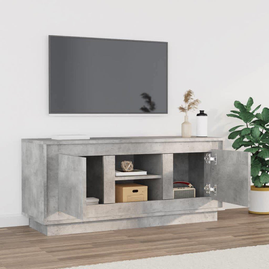 Tv-Meubel 02X35X45 Cm Bewerkt Hout Betongrijs