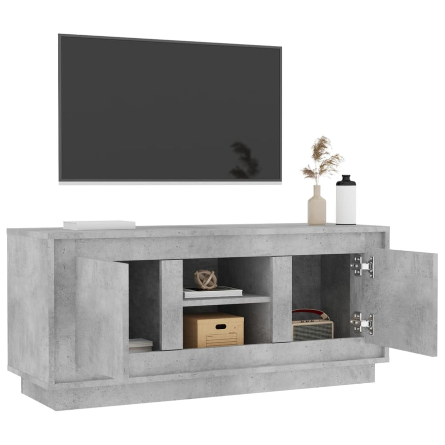 Tv-Meubel 02X35X45 Cm Bewerkt Hout Betongrijs
