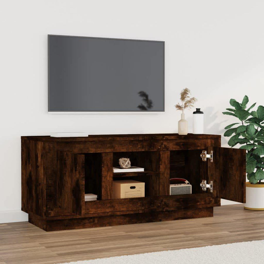 Tv-Meubel 02X35X45 Cm Bewerkt Hout Kleurig Gerookt eiken