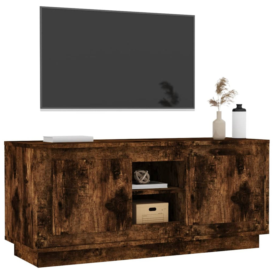Tv-Meubel 02X35X45 Cm Bewerkt Hout Kleurig Gerookt eiken