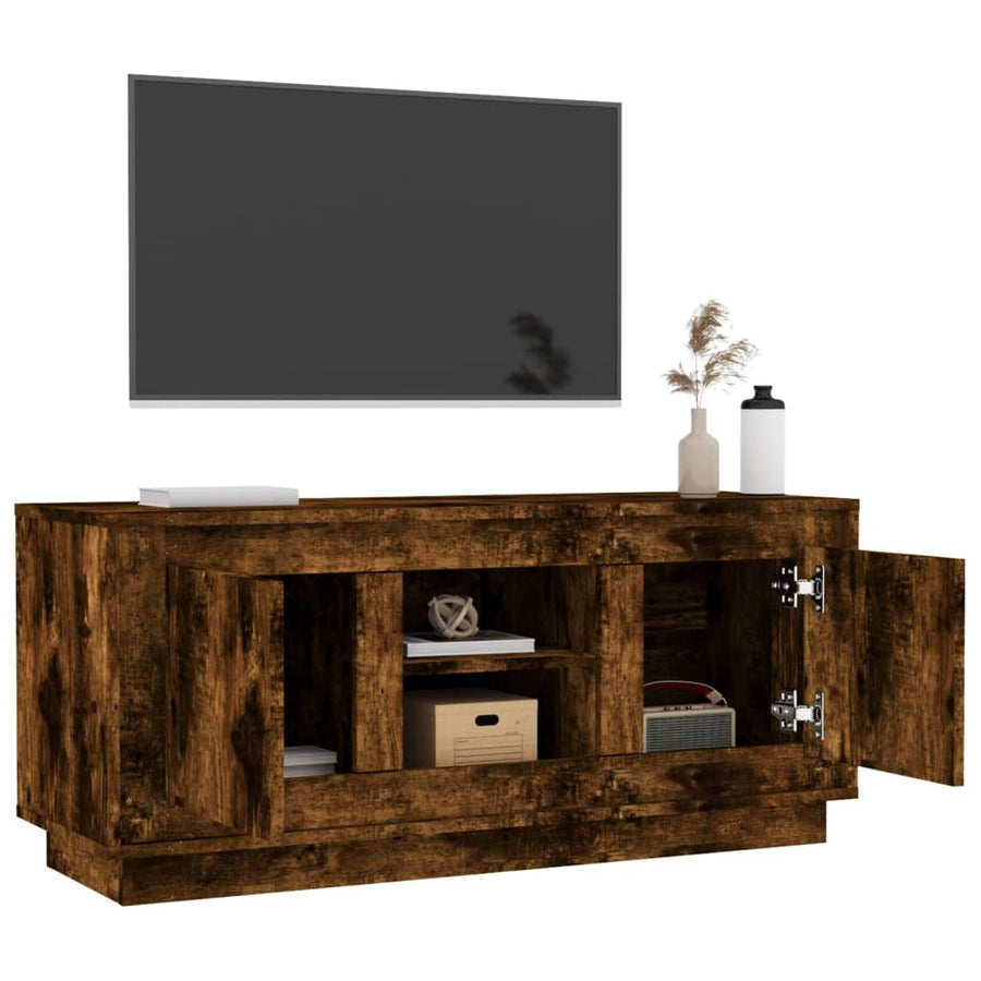 Tv-Meubel 02X35X45 Cm Bewerkt Hout Kleurig Gerookt eiken